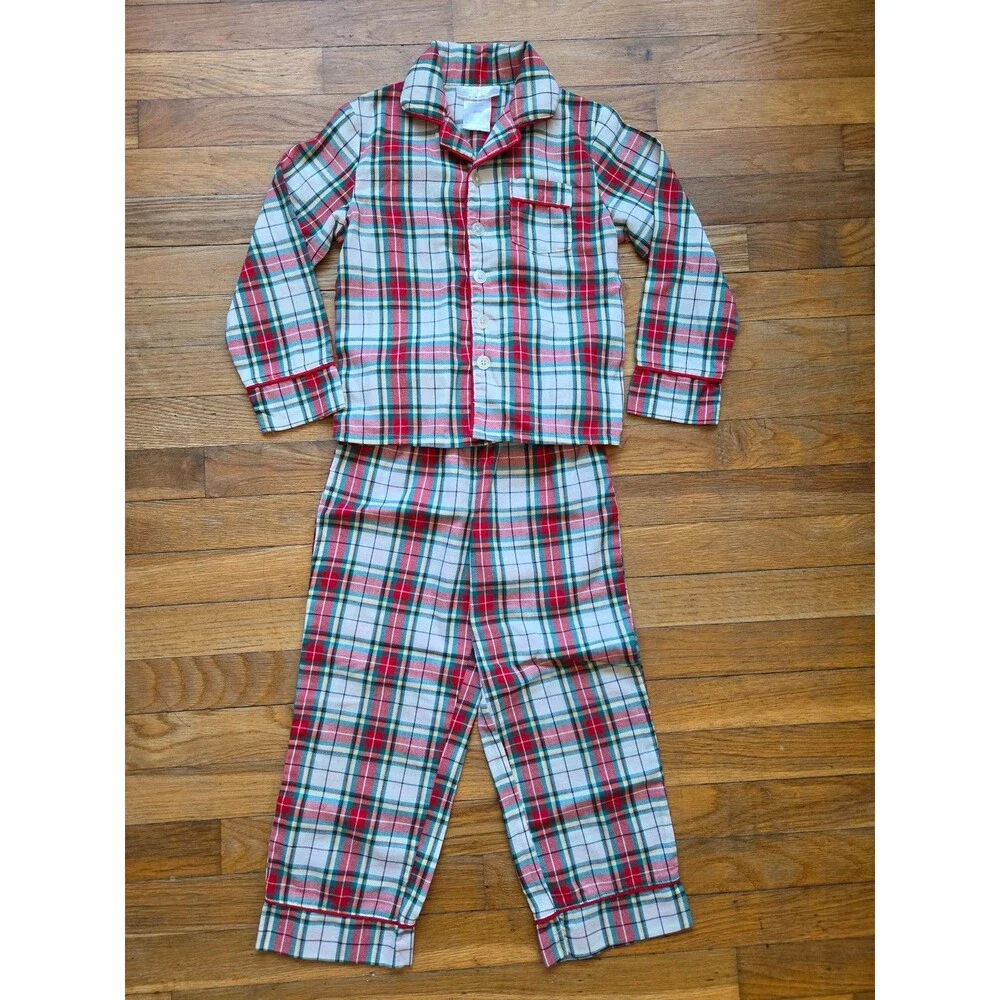 Saint Eve Kids plaid red green and white pajama set size xs christmas eve
